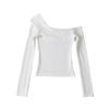 Estilo deseo puro sexy adelgazante chica caliente hombros descubiertos forro polar camiseta básica mujer otoño e invierno sexy hombros descubiertos ajuste ceñido manga larga camiseta