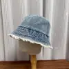 Chapéu de Pescador Jeans Retrô Japonês para Mulheres, Primavera e Verão, Circunferência da Cabeça Grande, Estilo Vintage, Proteção Solar, Chapéu Bucket Emagrecedor