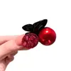Pinza para el pelo de moda de cereza roja para Año Nuevo para mujer, Elegante pinza de media sujeción tachonada de pedrería, Accesorio para el pelo para fijar la cola de caballo