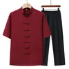 Estilo Tang para Hombre Verano Mediana Edad y Personas Mayores Manga Corta Ropa de Verano para Papá Delgada Estilo Chino Holgado Traje Ropa de Abuelo Estilo Chino