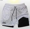 Gimnasio Fitness Jogging Entrenamiento Shorts de Secado Rápido para Hombre Dos en Uno Doble Capa Entrenamiento Juvenil Pantalón de Chándal Holgado