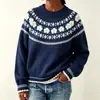 Amazon Europeo y Americano Otoño/Invierno Nuevo Suéter Holgado de Cuello Redondo con Bloques de Color para Mujer Moda Pulóver de Punto Jacquard