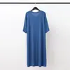 Novo Robe de Dormir Masculino de Modal para o Verão, Longo, Comprimento no Joelho, Manga Curta, Decote em V, Comprimento Médio