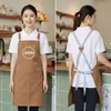 Avental de Lona com Impressão de Logo Personalizado para Catering, Cafeteria, Loja de Chá com Leite, Avental de Cozinha, Roupa de Trabalho Impermeável para Mulheres