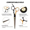 Set de Tijeras Profesionales para Cortar el Cabello al por Mayor Personalizado para Estilistas 6 Pulgadas Negro Dorado Tipo Dividido Diente Recto Herramientas para Cortar el Cabello