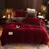 Conjunto de quatro peças de veludo de leite espesso, lençol de cama quente de veludo cristal, capa de edredom de veludo dupla face, cor sólida, vendas diretas do fabricante, entrega direta disponível