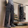 Pantalones Cargo Rectos Retro Estilo Americano con Forro Polar para Hombre, Pantalones Softshell Suaves de Moda Transfronterizos para Otoño e Invierno en Exteriores