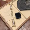 Pulseira de relógio em metal cobre estilo vintage e zircônia cúbica, compatível com Apple Watch Séries 12, 11 e 10