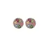 Yilu Plata de Ley S925 Chapado en Oro Rosa Turmalina Moda Fresca Margarita Multifacético Lujo Ligero Pendientes de Botón para el Trabajo Joyería de Plata