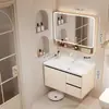 Gabinete de baño de aluminio de panal engrosado con lavabo de cerámica integrado y unidad de tocador