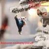 Nuevo Lindo Gato Blanco de Kung Fu Acrílico Transfronterizo Decoración Plana para Coche Interior Espejo Retrovisor Llavero Colgante