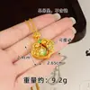 Novo Colar Antigo Banhado a Ouro Estilo Chinês para Mulheres, Pingente de Ouro Imitação Verde Sorte e Prosperidade, Joia Banhada a Ouro de Cobre Estilo Chinês Tradicional Que Não Desbota Facilmente
