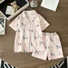 Directo de Fábrica Verano Nuevas Llegadas Manga Corta Algodón Nube Dibujos Animados Pijama Ropa de Casa Se Puede Usar Afuera Lindo Cuello Pequeño Conjunto