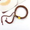Pulsera Thangka Estilo Tíbet con Cinco Deidades de la Riqueza, Pulsera Tejida a Mano con Tara Verde y Cinco Santos, Pulsera Caja Gahu