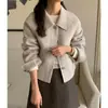 Abrigo de Lana para Mujer Invierno Estilo Coreano Solapa Suave Petite Holgado Versátil Corto Cuello de Muñeca Abrigo de Lana