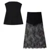 Conjunto de Verão Feminino Europeu e Americano Nova Moda Temperamento Sexy Top Tubinho Ajuste na Cintura Saia de Renda