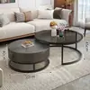Mesa de centro de pizarra para sala de estar, uso doméstico, mesa de cristal templado, minimalista moderno, apartamento pequeño, lujo ligero, nuevo modelo 2026, redonda, minimalista
