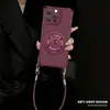 Suporte giratório de 360 graus, compatível com capas de celular Apple 18 Pro Max, iPhone 15 com alça de quatro cantos, 16 com textura de couro, 17 com alça transversal, 14