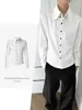 Camisa CsmyRever React de Cuello Alto y Puntiagudo, Rayas, Hombro Recto, Manga Larga para un Viaje Elegante