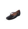 Blogger con Zapatos Mary Jane de Hebilla Redonda Oblicua de Piel de Oveja Zapatos de Suela Individual de Cuero Completo con Tacón Bajo y Punta Redonda para Mujer Primavera 2025 Aumento de Altura Interior