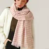Bufanda de pata de gallo para mujer, Nuevo estilo Invierno 2026, Chal de borlas a cuadros de cachemira sintética, Engrosado para protección contra el frío y calidez