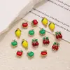 Colgante de fruta de acero inoxidable con goteo de aceite, lindo amuleto de manzana, cereza, limón, pulsera collar DIY joyería hecha a mano