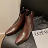 Botines Chuyuji para Mujer 2026 Otoño/Invierno Tacón Medio Botines Chelsea Versátiles Botas de Tacón Grueso Botas Martin de Punta Afilada de Moda