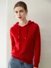 Suéter de punto casual con capucha 100% cachemira para otoño e invierno, elegante y de corte holgado, top cálido y estilizado
