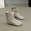 Botas tejidas forradas de felpa cálidas para mujer 2026, moda trendy con cremallera trasera, nuevo estilo versátil de corte bajo