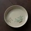 Pote Vintage de Planta e Cinza de Madeira Suporte de Cerâmica Estilo Japonês Placa de Bolhas Secas Redonda Suporte de Chá Simples Prato de Lanche Doméstico Prato de Frutas Prato de Pote Escuro