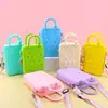 Bolsa de Silicone com Furos DIY Bolsa de Praia Tote com Zíper Ombro Transversal Desenho Animado Bolsa para Crianças Meninas Bolsa de Armazenamento para Celular