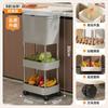 Cubo de basura móvil con ruedas Estante de almacenamiento doméstico de tres niveles nuevo con tapa Estante de almacenamiento de tres en uno para dormitorio sin dobleces