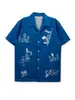Camisa estampada de manga corta de talla europea de gran venta transfronteriza para hombre, estilo retro de Hong Kong Hip-Hop playa pareja casual holgada para mujer