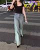 25391 Damei Ai Yuan Verão 2025 Novo Camiseta Redonda Grande Gola Redonda Ombro Normal Caimento Justo Calça Wide Leg de Cintura Alta Emagrecedora para Mulheres
