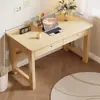 Conjunto de mesa de estudo e cadeira em madeira maciça, projetado para estudantes, apresentando um estilo moderno e minimalista, adequado para crianças, alunos do ensino fundamental e alunos do ensino médio.