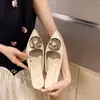 2026 Nuevo Modelo Hebilla de Metal Punta Fina Mocasines sin Talón para Mujer, Mocasines de Tacón Grueso para el Trabajo, Medias Zapatillas de Piel Suave