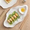 Plato Plato Plato Hogar Nuevo Plato de Cerámica para Dumplings con Plato para Vinagre Creativo Subplato Plato con Forma de Huevo Plato para Comida de Alto Valor