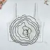 Estilo europeu e americano transfronteiriço fresco e jovial feminino de renda em camadas tridimensional grande floral de malha leve e respirável sem costas com barbatanas camisola