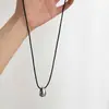 Estilo Minimalista Genial Metal Brillante Gota de Agua Cordón de Cuero Negro Collar Lujo Ligero Personalidad Avanzada Cadena de Lana Ajustable
