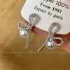 Brincos de Clipe para Orelha Sem Furo de Alta Qualidade com Laço e Pérola para Mulheres Leve Luxo Elegantes Modernos Doces Versáteis Joias para Orelha