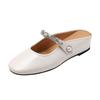 Zapatos Mary Jane Estilo Francés para Mujer Primavera y Otoño 2025 Nuevos Perla Boca Baja Piel Suave con Falda Planos Zapatos de Leche Medio Zapato