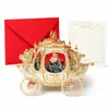 Novo cartão de felicitações 3D dobrável transfronteiriço, Cartão de presente criativo de Natal com estampa dourada, Decoração de mesa para festa de fim de ano