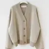 Abrigo Suéter Casual para Mujer 2026 Primavera/Otoño Nuevo Cárdigan de Punto Vintage para Mujer, Rayado, Corte Holgado, Engrosado