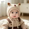 Chapéu de Lã para Bebê Outono Inverno Tricô Proteção de Orelha Chapéu para Meninos Meninas Bebês Crianças Pequenas Estilo Coreano Fofo Cobertura de Cabeça à Prova de Vento Espesso Quente