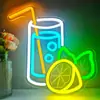 Luces de neón temáticas de té de leche y té de frutas para decoración de barra de tienda de té de leche, letrero brillante popular y digno de foto para tienda de té de frutas