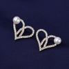 K-style de brincos de diamantes exagerados e incrustados de moda, brincos de coração duplo, brincos de coração de pêssego longos e elegantes e versáteis, brincos