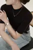 Suéter de punto 100% lana hilada fina de calibre 18, lavable a máquina, para mujer, manga media, otoño, hilo Yangzi, cuello alto, ajuste ceñido, camiseta base para mujer