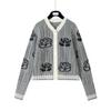 Cardigan de Punto Grueso con Flor y Cuello Redondo para Mujer Tb, Nuevo para Primavera y Otoño, Casual, Aspecto Adelgazante, Top
