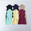 Chaleco Tejido Yujie Elegante Cruzado de Cuello en V para Mujer Verano Ajustado a la Cintura Top Interior sin Mangas