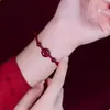 Pulsera de Cuerda Tejida a Mano con Hebilla de Seguridad de Cinabrio para el Año Zodiacal de la Mujer Pulsera Trenzada de Cuerda Roja Natural Nueva Chinoiserie Chinoiserie para Mujer
